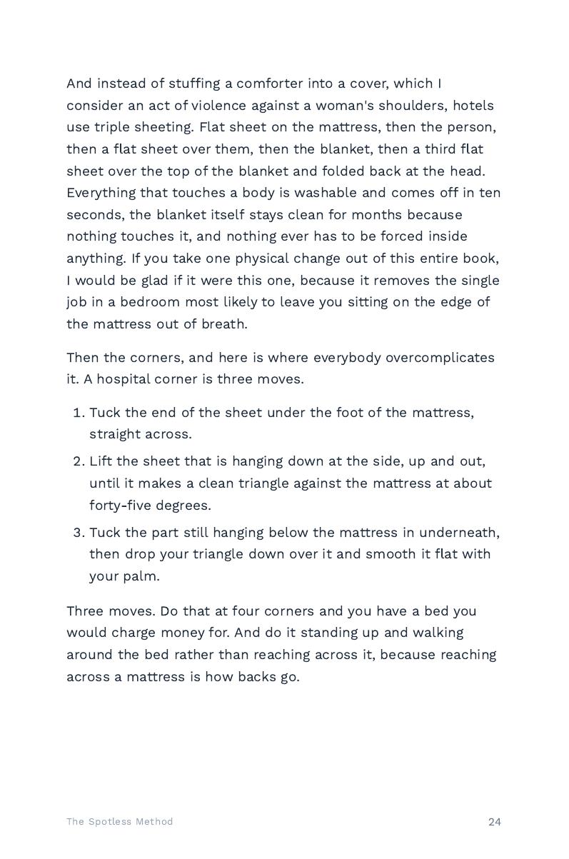 A page about making a bed